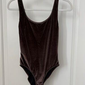 SOLID & STRIPED Dark Brown One Piece Swimsuit